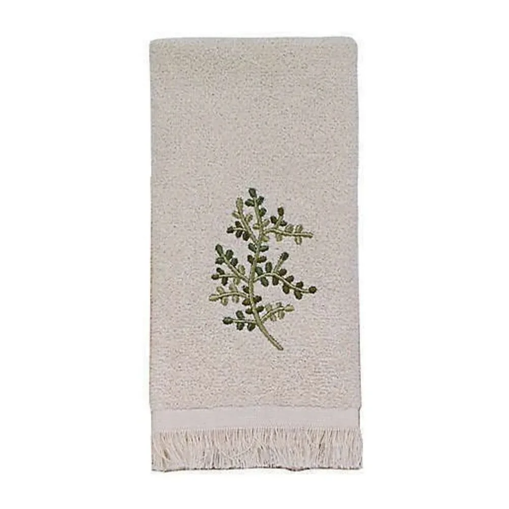 Avanti Fingertip Towels Greenwood Embroidered Ivory Bath Floral Set of 2